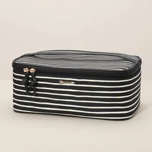 Stella & Dot, Large Black and‎ Cream Striped Train Case, Brand New in Packaging!